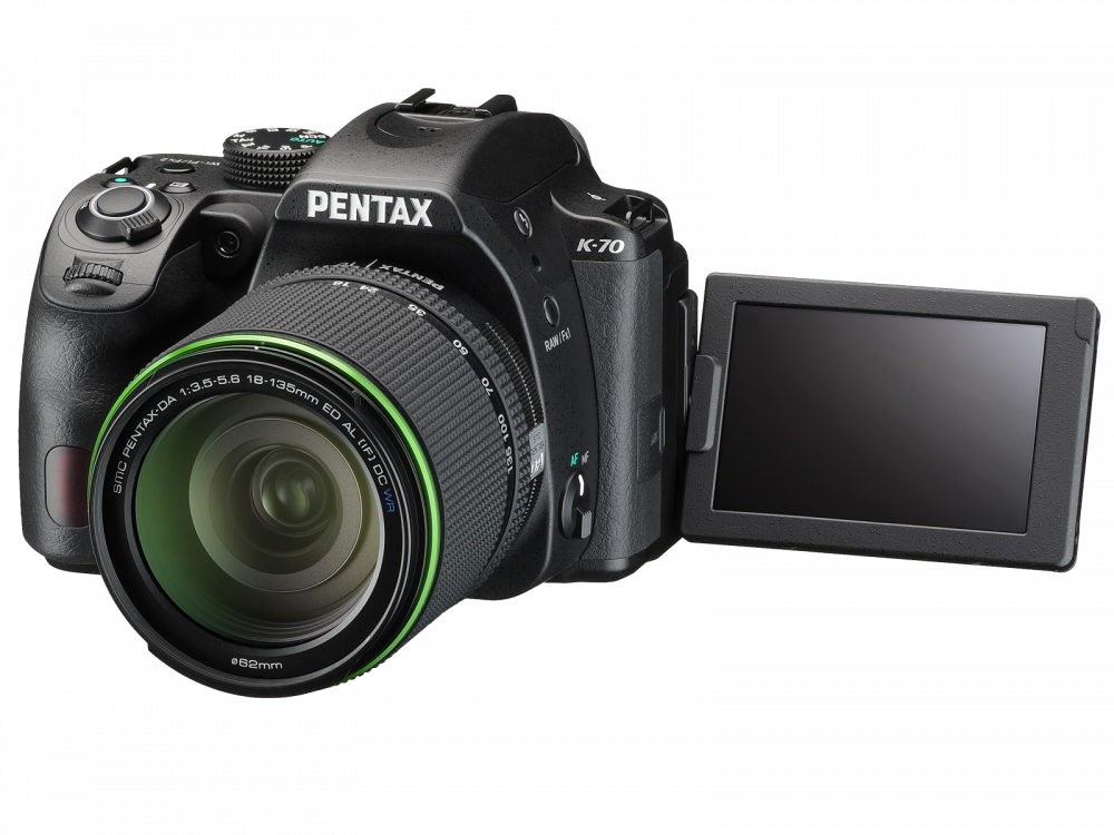 Pentax k70 black digital camera with an 18-135mm kit lens
