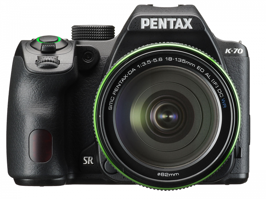 Pentax k70 black 18-135mm kit digital camera front view