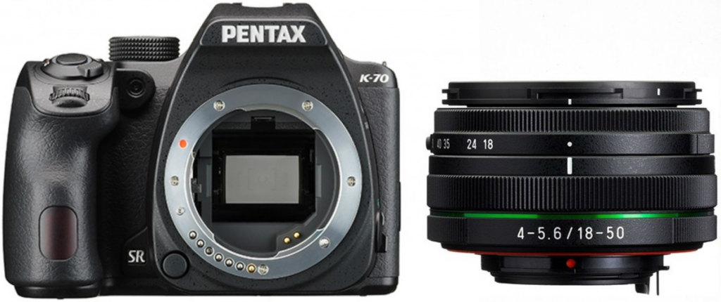Pentax k70 digital camera with a k-mount f4-5.6 18-50mm lens