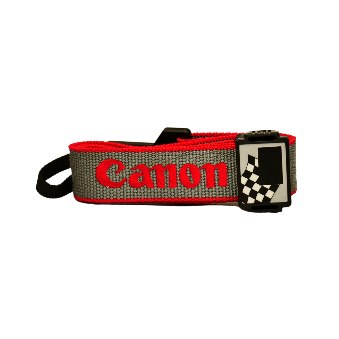 Canon Grey & Red EOS strap