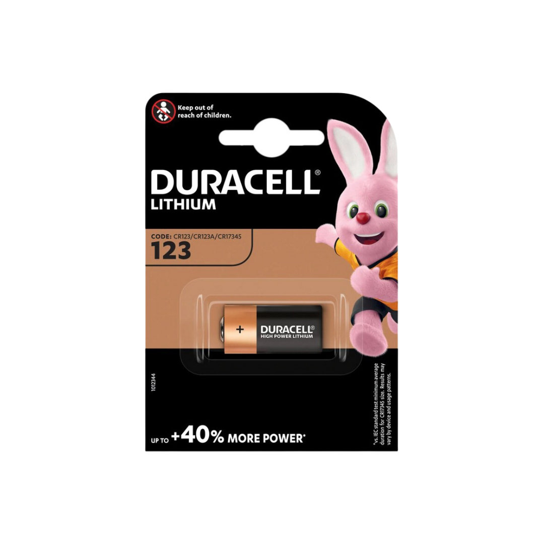 Duracel cr123a battery in packaging